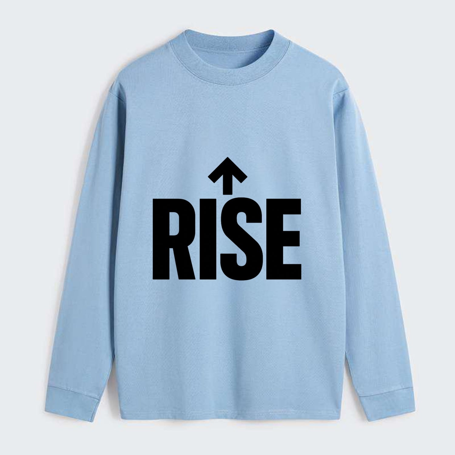 Bold typography design - "RISE" - getting up, ascending, elevating - Classic Long Sleeve Shirt - Light Blue