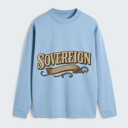 Bold typography design - "SOVEREIGN" - self-ruled, autonomous, in - Classic Long Sleeve Shirt - Light Blue