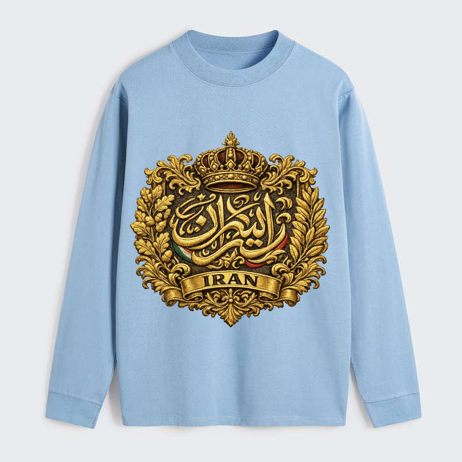 Iran Persian Calligraphy Crest - Classic Long Sleeve Shirt - Light Blue