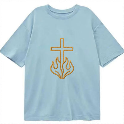 Burning Bush Cross  - Classic T-shirt - Light Blue