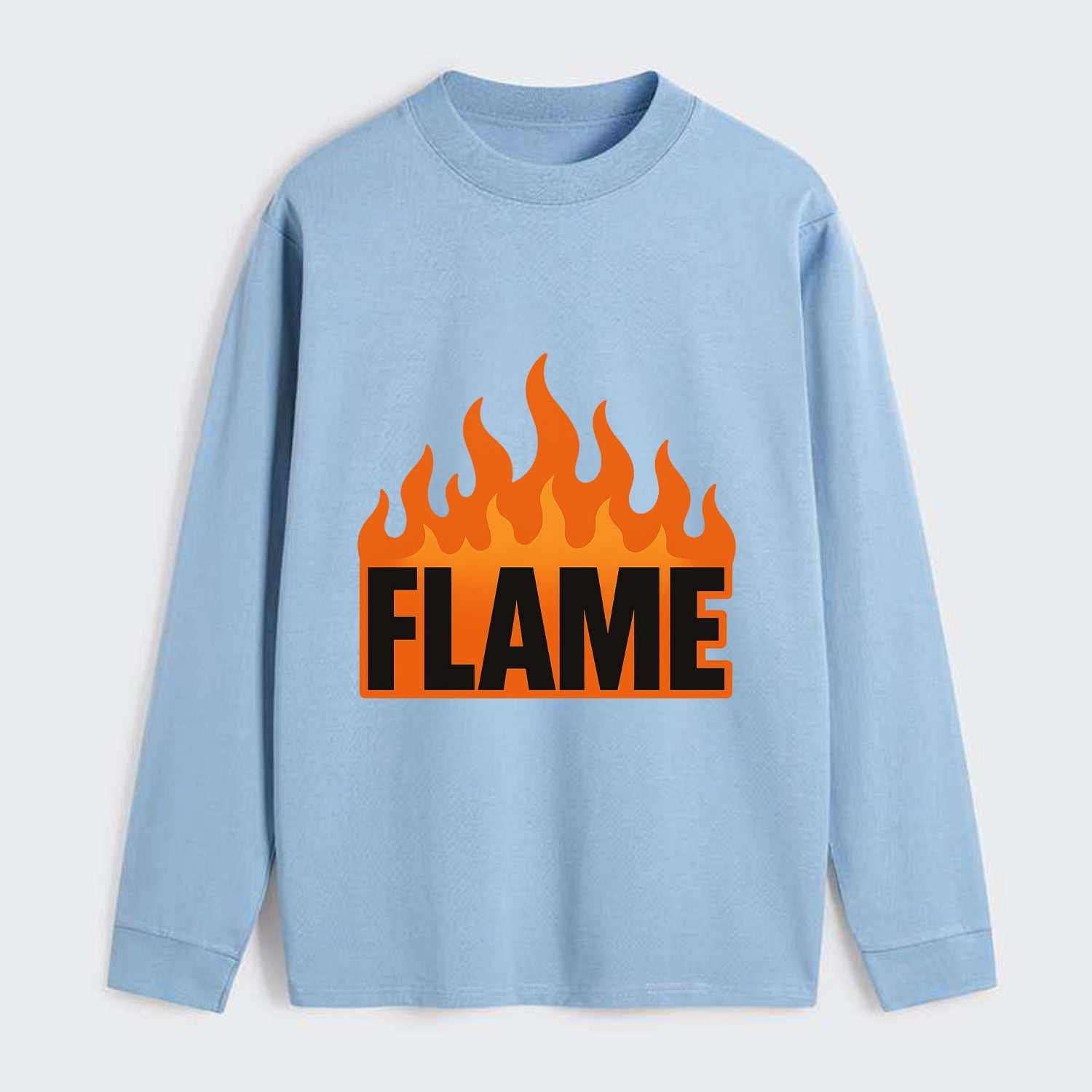 Bold typography design - "FLAME" - burning bright, passionate - Classic Long Sleeve Shirt - Light Blue