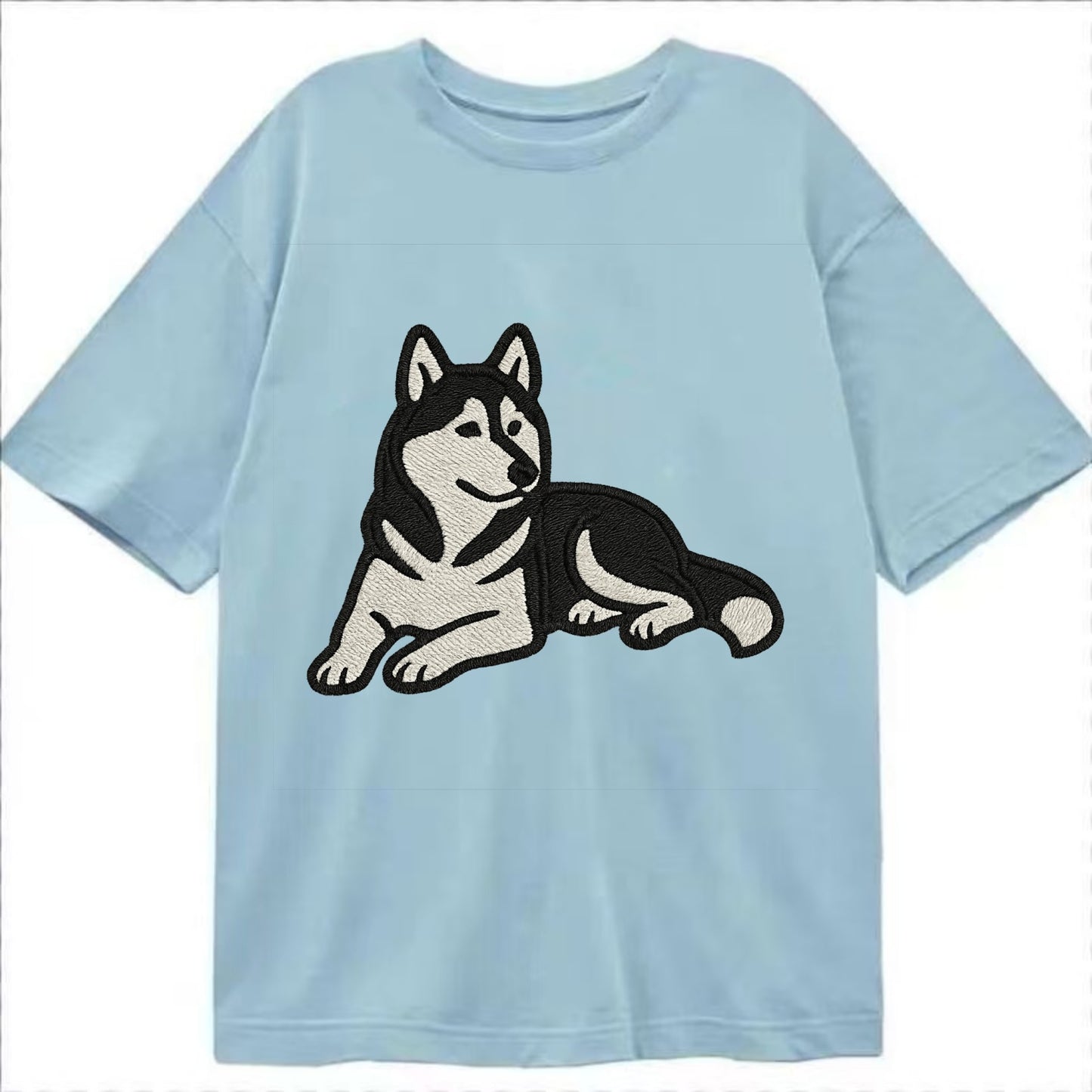 Siberian Husky - Black and white relaxed Classic T-shirt - Light Blue