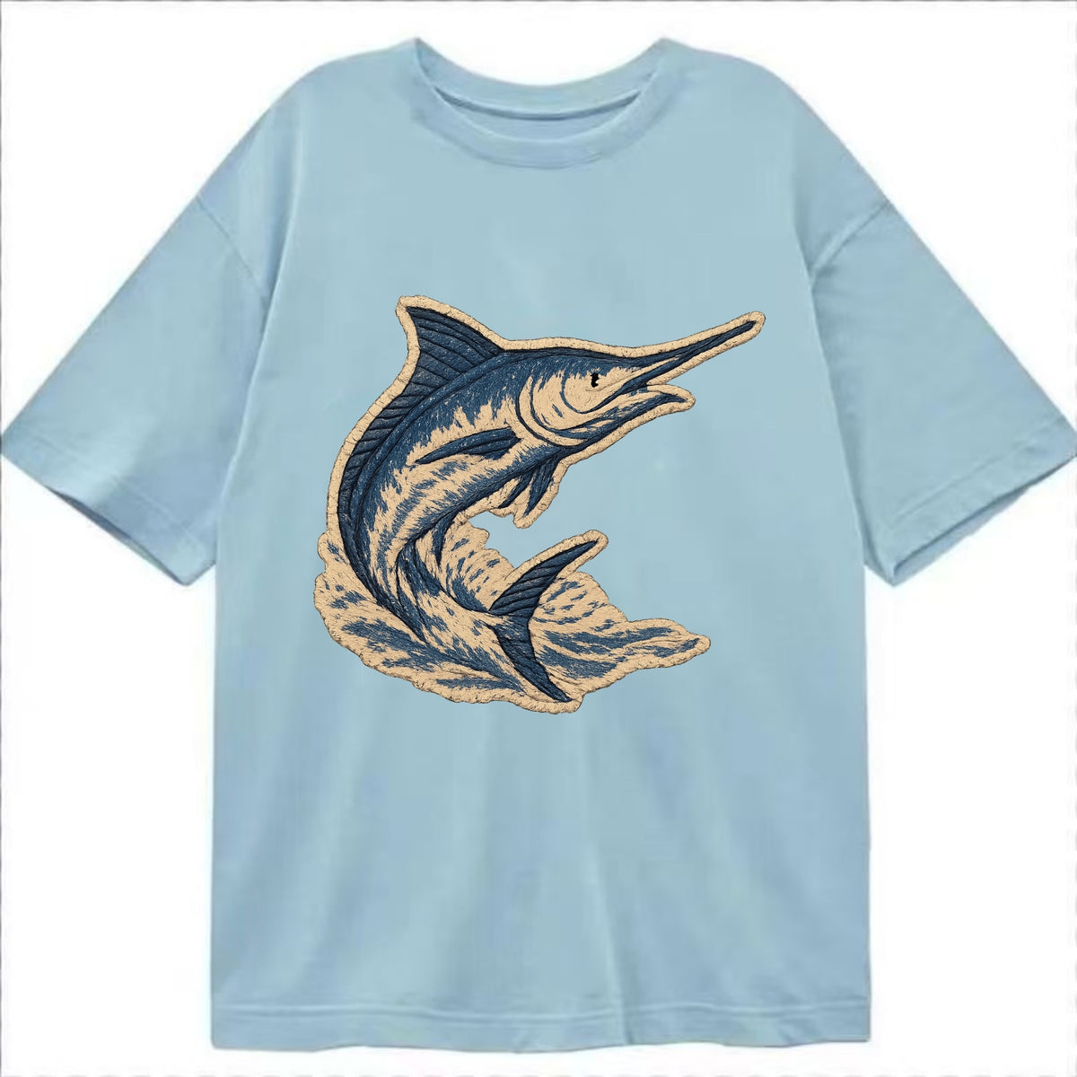 SWORDFISH MARLIN - leaping marlin in blue and silver , sport fishing - Classic T-shirt - Light Blue