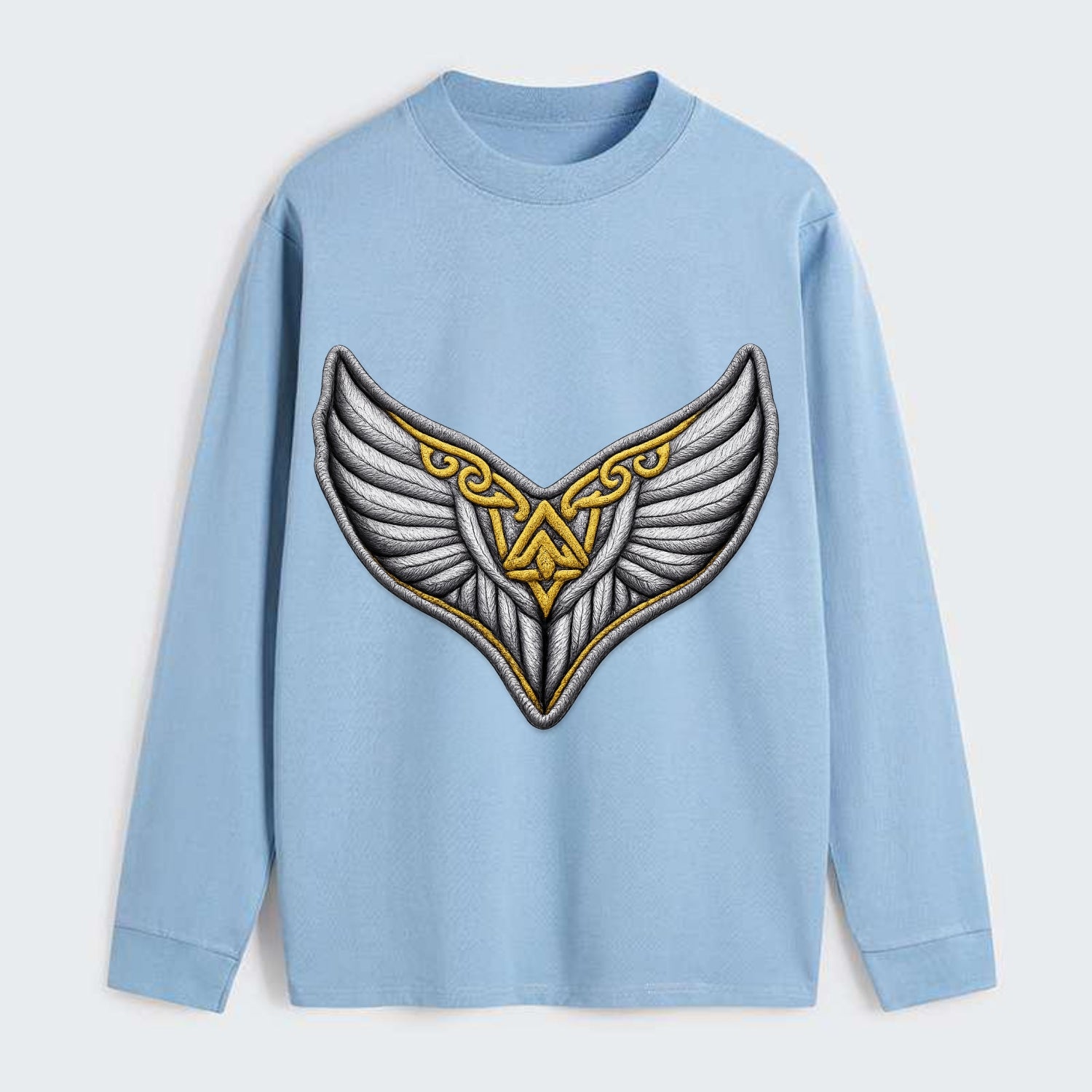 VALKYRIE WINGS - warrior maiden wings in silver and gold , Norse myth - Classic Long Sleeve Shirt - Light Blue