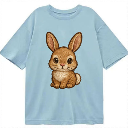 Baby Rabbit - long ears, fluffy white tail, pink nose, large brown eyes, - Classic T-shirt - Light Blue