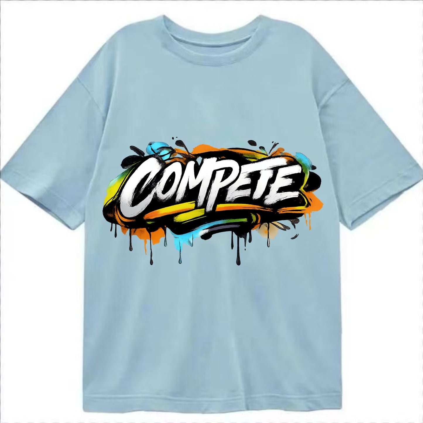 Bold typography design - "COMPETE" - competitive spirit, love the game - Classic T-shirt - Light Blue