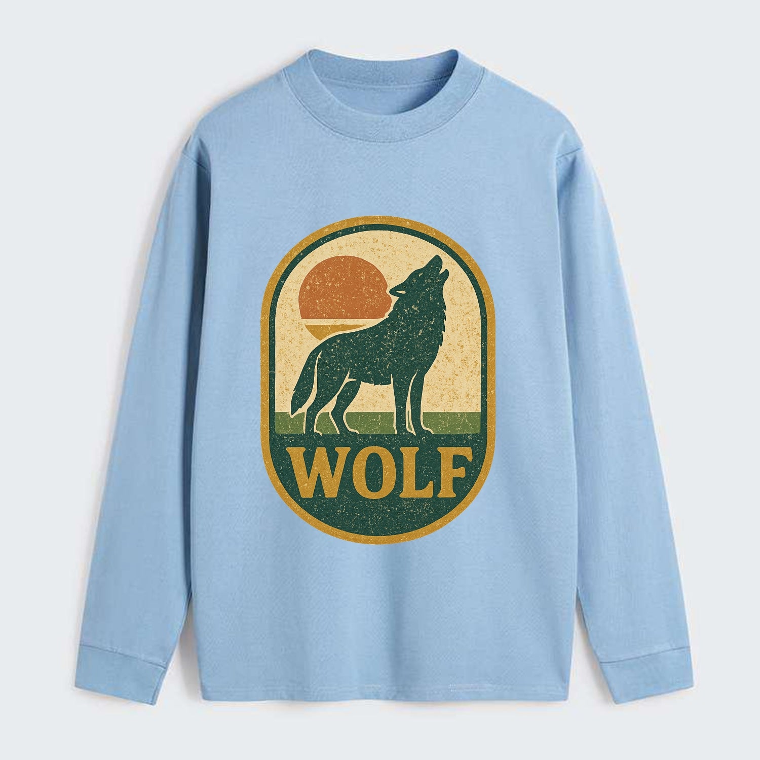 Carbon Fiber Wolf  - Classic Long Sleeve Shirt - Light Blue