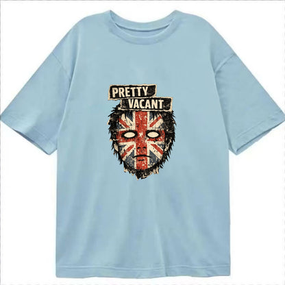 PRETTY VACANT | Blank stare Union Jack face | Empty expression | Punk nihilism | - Classic T-shirt - Light Blue
