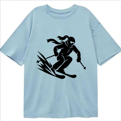 Skier carving down snowy slope - Classic T-shirt - Light Blue