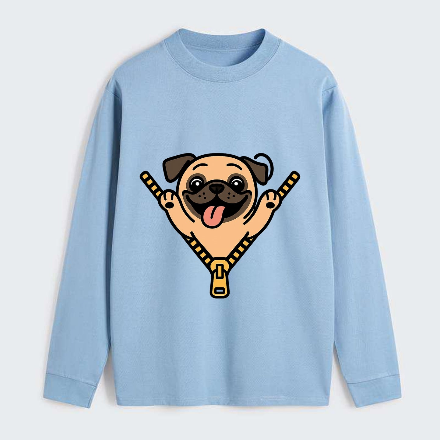 Pug - Classic Long Sleeve Shirt - Light Blue