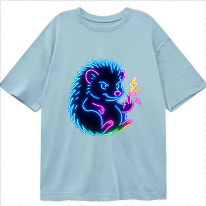 tiny hedgehog curled up slightly, one little paw raised flipping the bird - Classic T-shirt - Light Blue