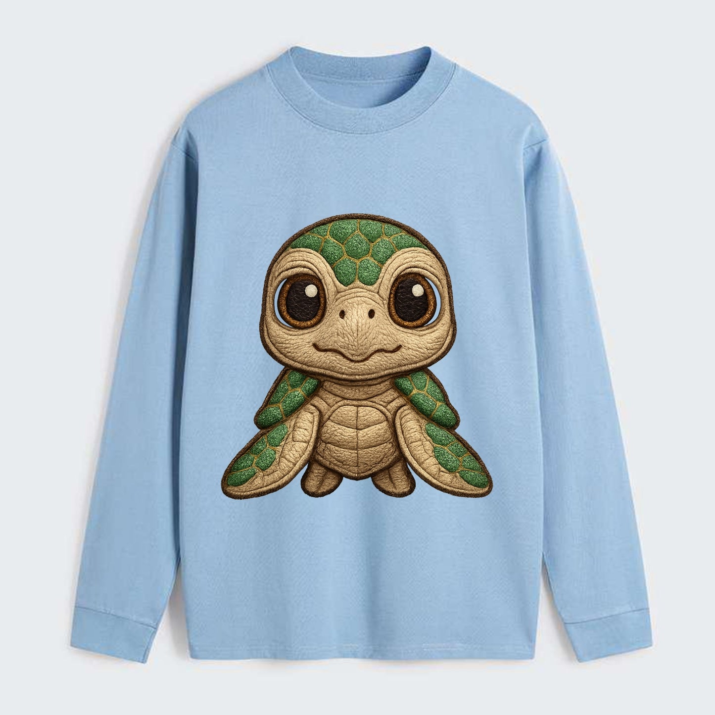 Baby Green Sea Turtle - emerald shell, large innocent brown eyes, tiny - Classic Long Sleeve Shirt - Light Blue