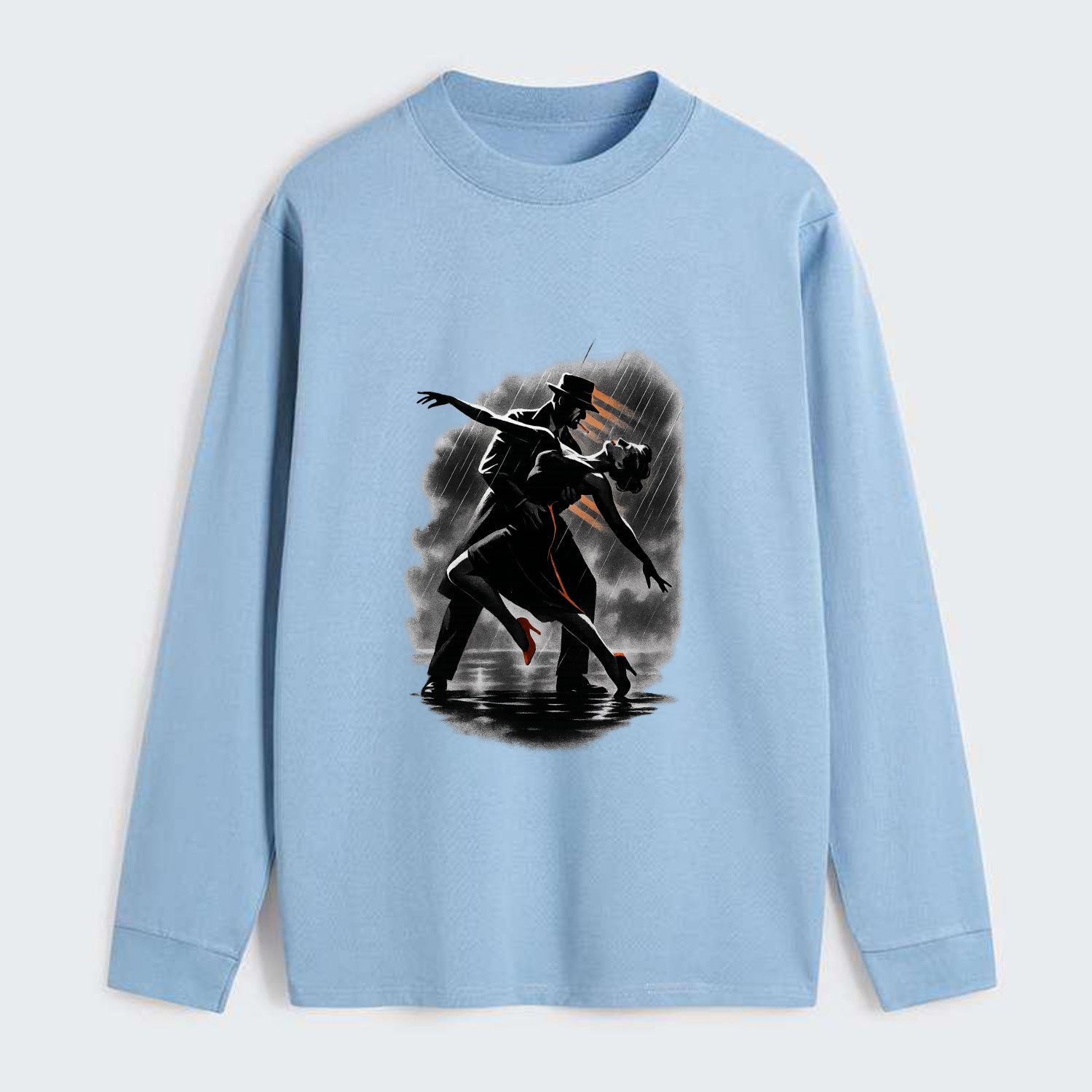 romantic dance pose with woman lifted in the air at lakeside - Classic Long Sleeve Shirt - Light Blue