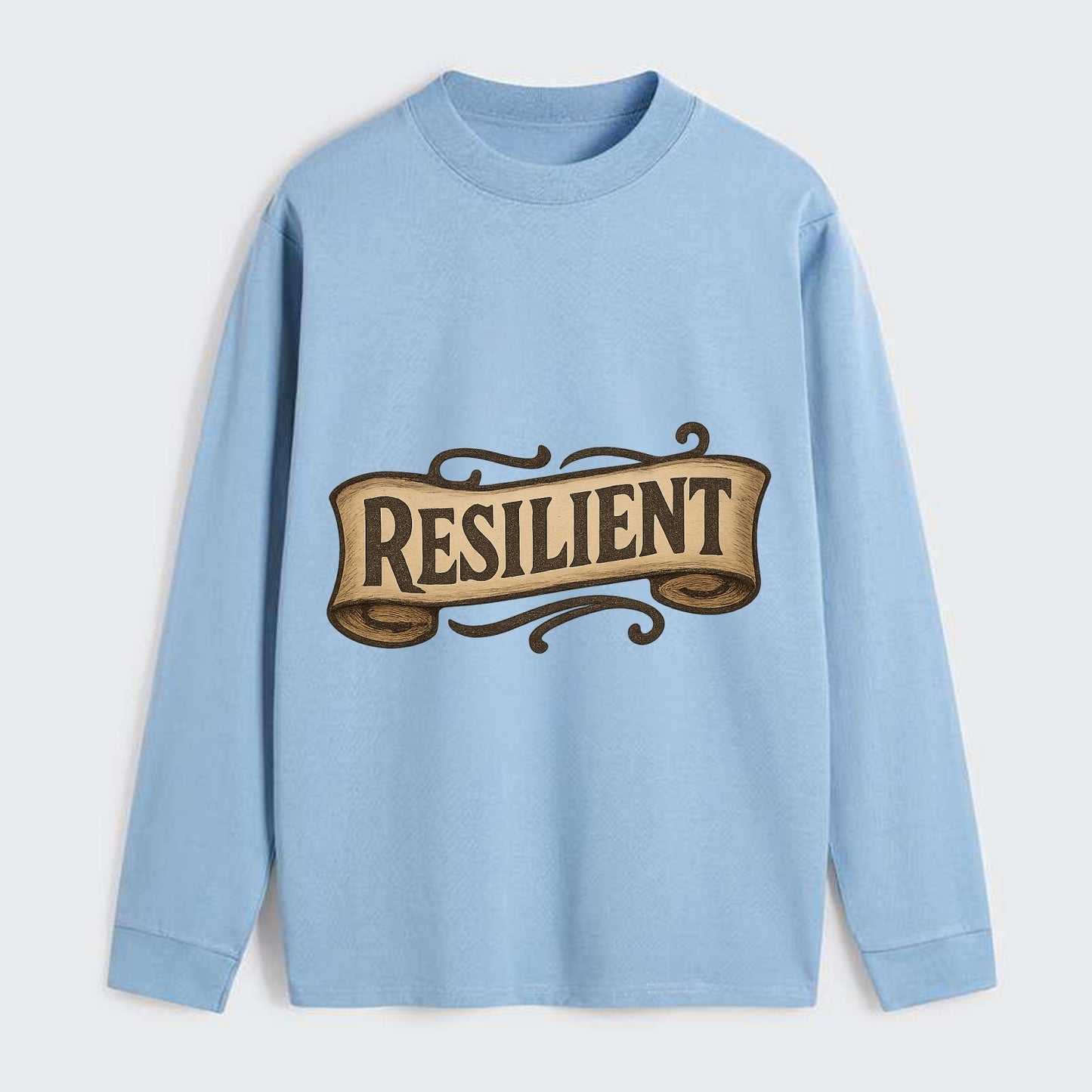 Bold typography design - "RESILIENT" - bouncing back, unbreakable spirit - Classic Long Sleeve Shirt - Light Blue