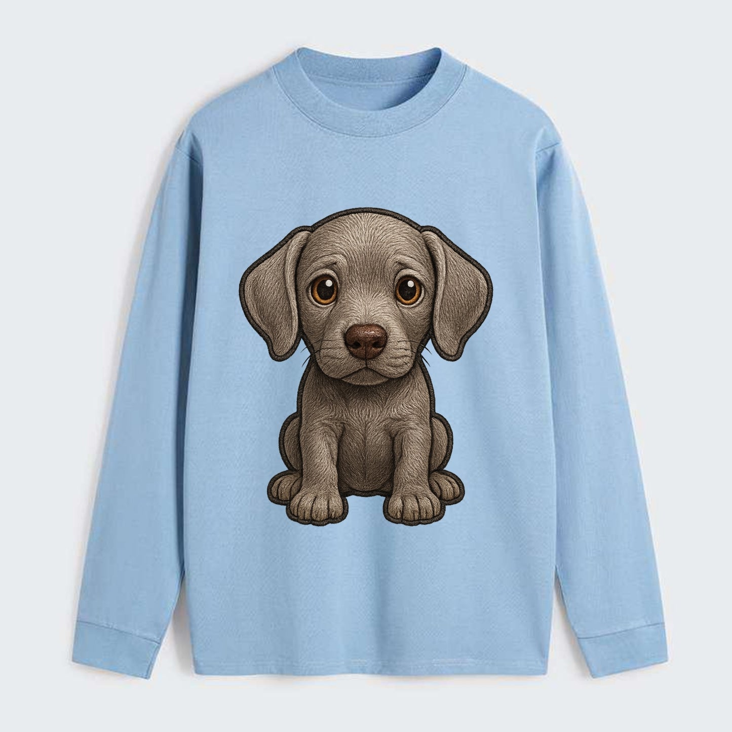 Baby Weimaraner Puppy - silver-gray coat, amber eyes, sleek body, - Classic Long Sleeve Shirt - Light Blue