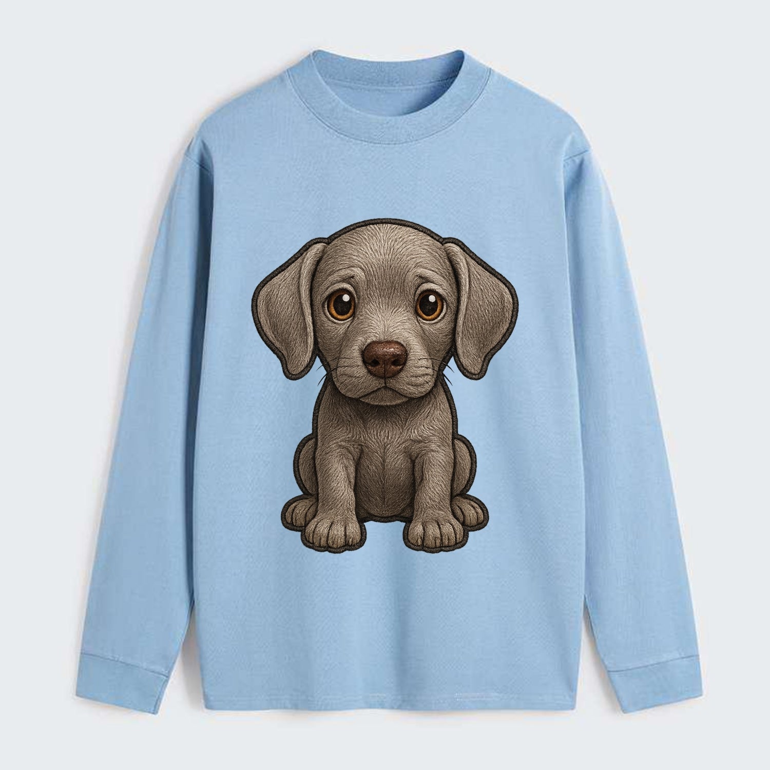 Baby Weimaraner Puppy - silver-gray coat, amber eyes, sleek body, - Classic Long Sleeve Shirt - Light Blue