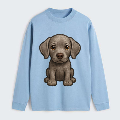 Baby Weimaraner Puppy - silver-gray coat, amber eyes, sleek body, - Classic Long Sleeve Shirt - Light Blue