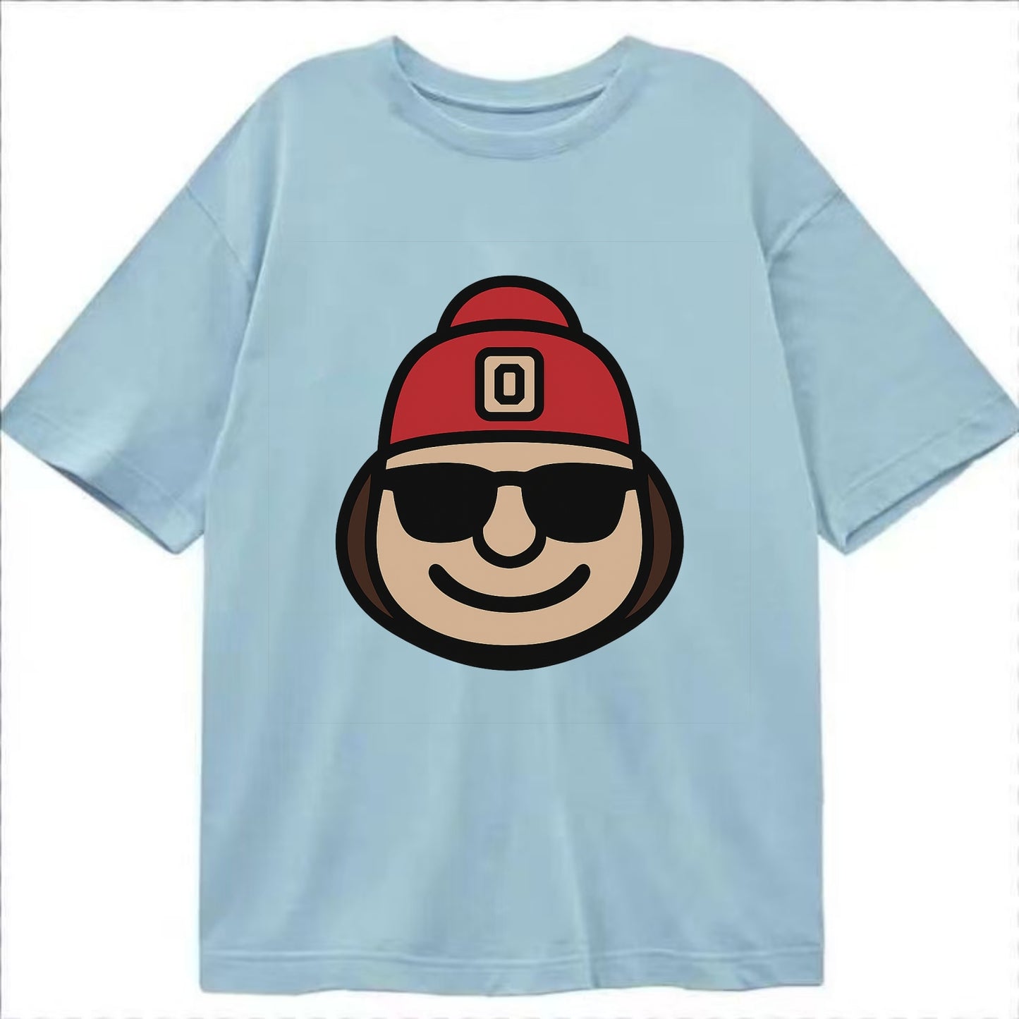 Columbus Brutus wearing Ohio State beanie with Block O patch - Classic T-shirt - Light Blue