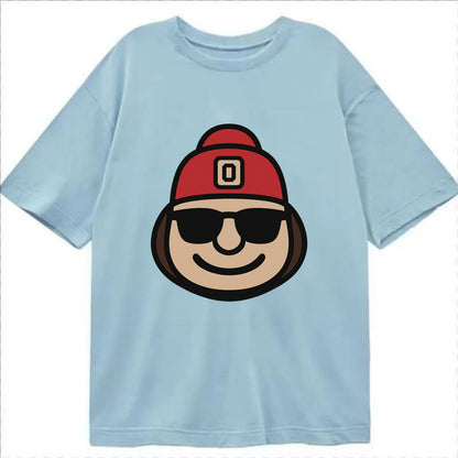 Columbus Brutus wearing Ohio State beanie with Block O patch - Classic T-shirt - Light Blue