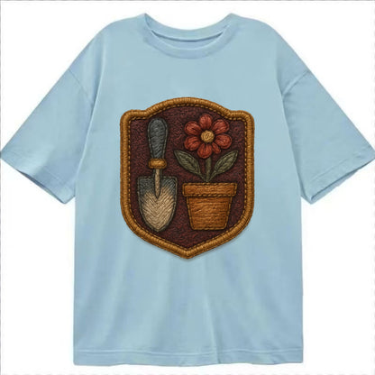 Garden trowel with flower pot - gardener badge - Classic T-shirt - Light Blue