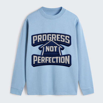 PROGRESS NOT PERFECTION - arrow with text in blue , growth mindset - Classic Long Sleeve Shirt - Light Blue