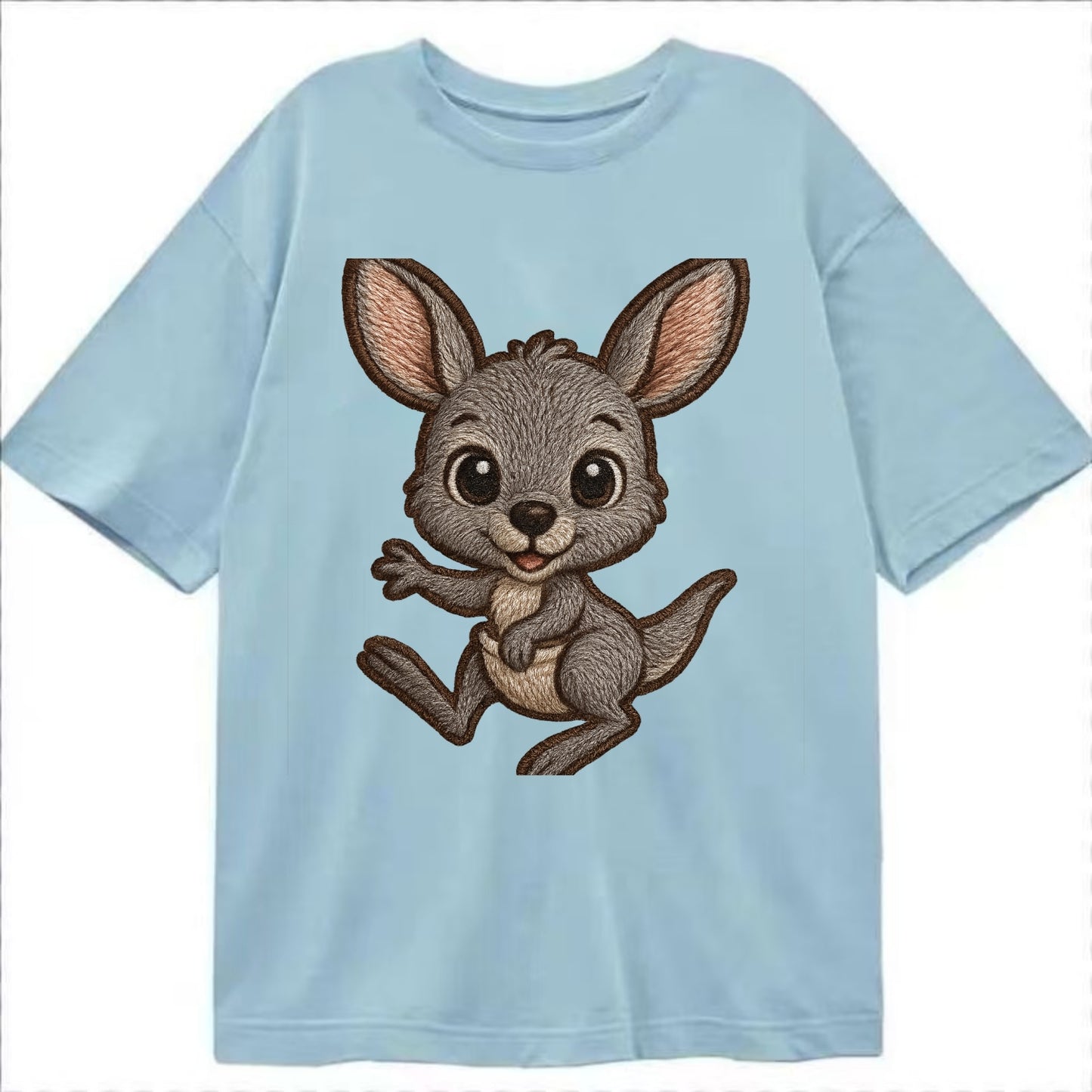 Baby Kangaroo Joey - gray fur, large ears, in pouch peek, bright eyes, - Classic T-shirt - Light Blue