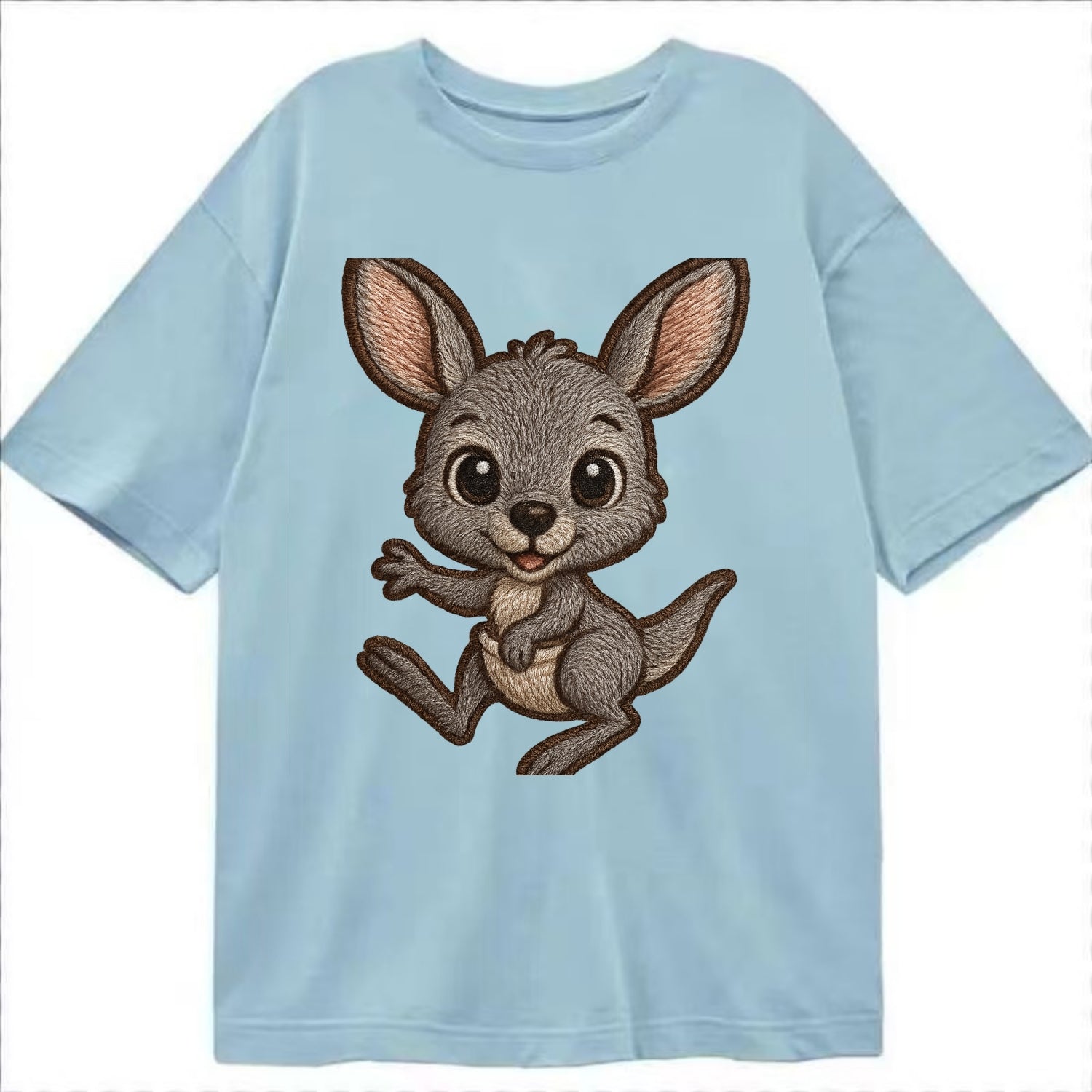 Baby Kangaroo Joey - gray fur, large ears, in pouch peek, bright eyes, - Classic T-shirt - Light Blue