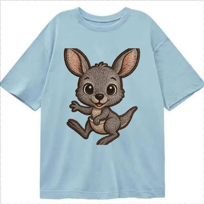 Baby Kangaroo Joey - gray fur, large ears, in pouch peek, bright eyes, - Classic T-shirt - Light Blue