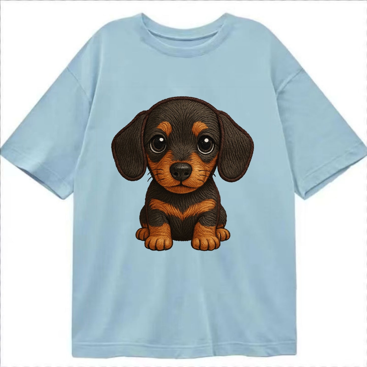 Baby Dachshund Puppy - long body, short legs, floppy ears, curious eyes, - Classic T-shirt - Light Blue