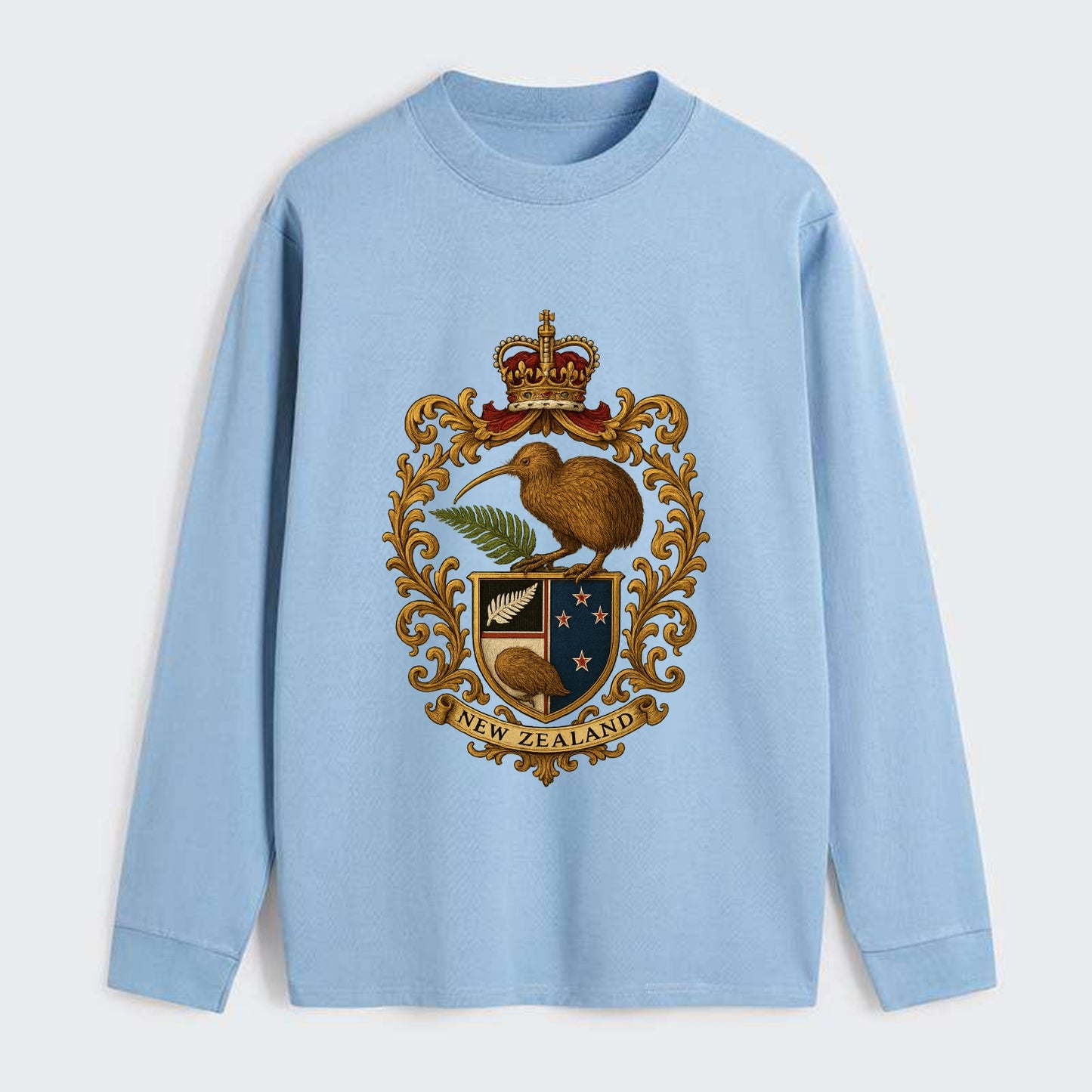 New Zealand Kiwi Emblem - Classic Long Sleeve Shirt - Light Blue