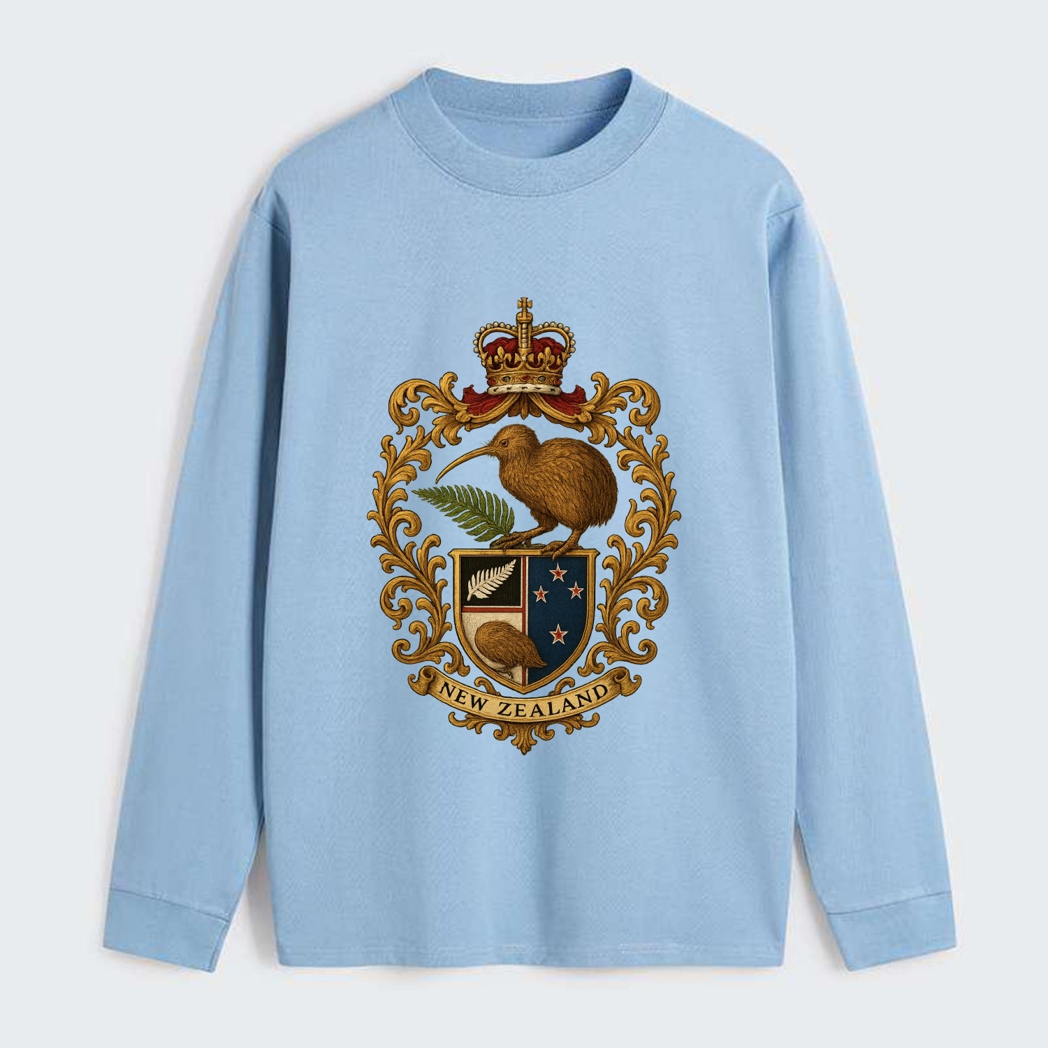 New Zealand Kiwi Emblem - Classic Long Sleeve Shirt - Light Blue