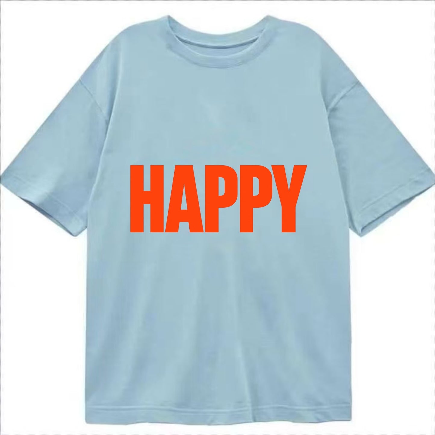 Bold typography design - "HAPPY" - joyful, content, pleased - Classic T-shirt - Light Blue