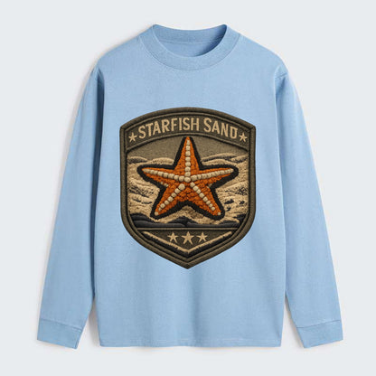 STARFISH SAND - sea star in orange and tan , beachcomber - Classic Long Sleeve Shirt - Light Blue