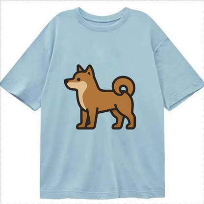 Shiba Inu - Red sesame flat side profile - Classic T-shirt - Light Blue