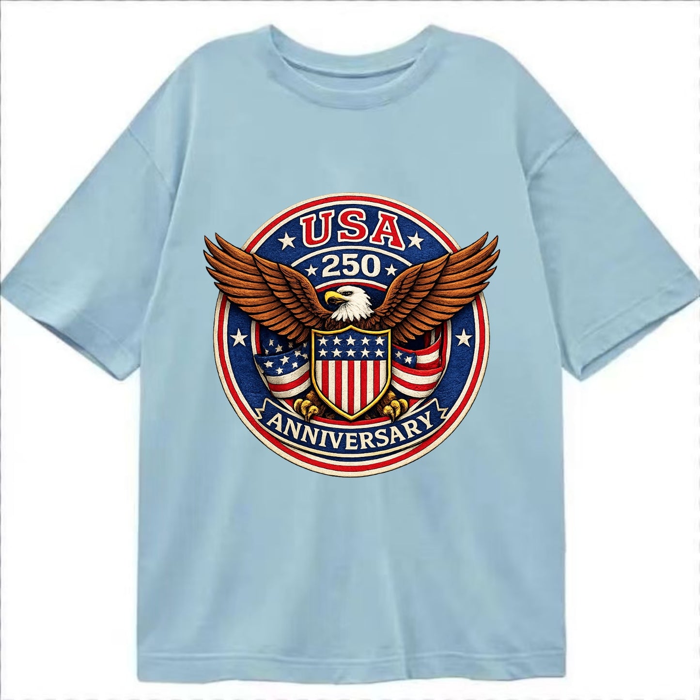 Usa 250 Anniversary Eagle Shield Emblem - Classic T-shirt - Light Blue