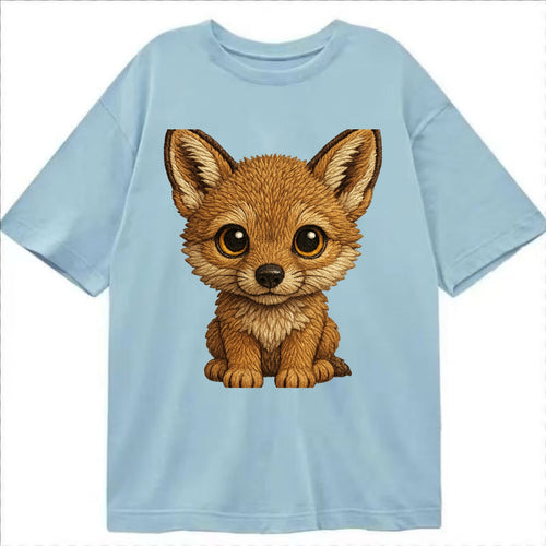 Baby Coyote Pup - tan fur, large ears, golden eyes, front-facing, clever baby - Classic T-shirt