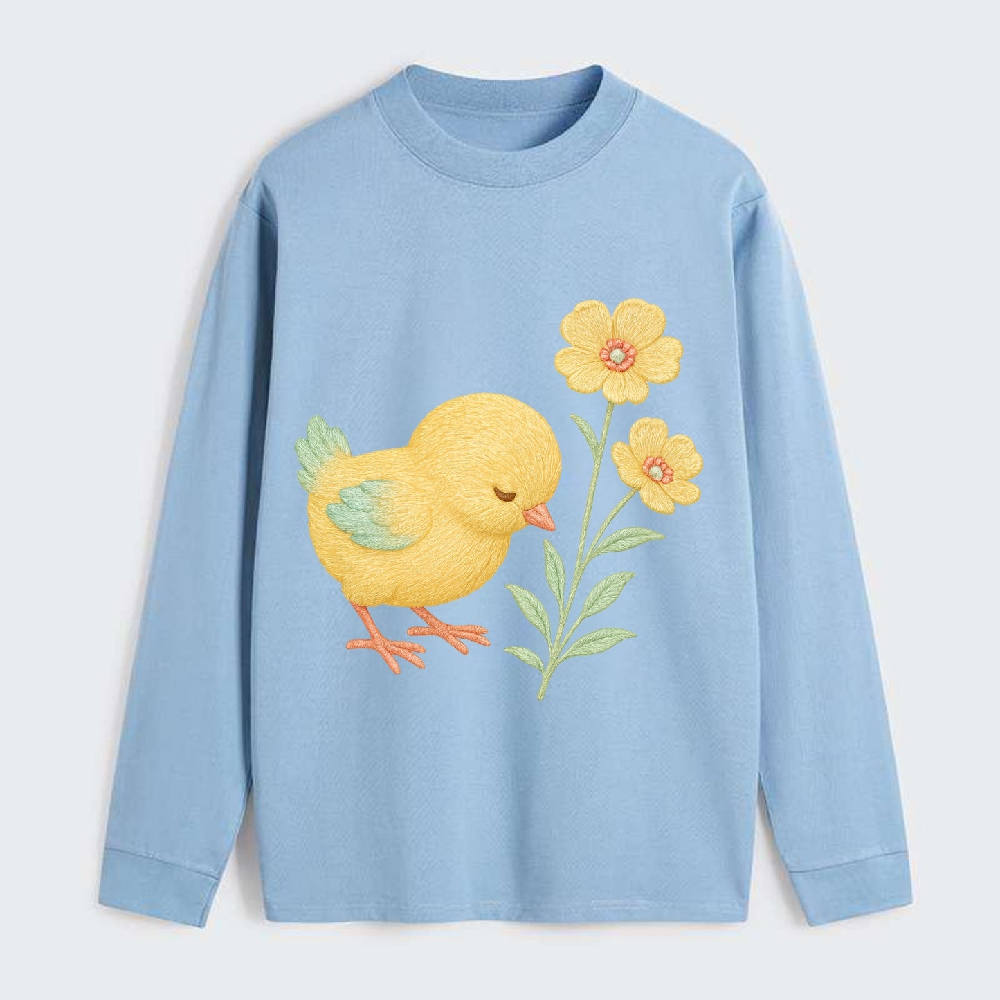 Yellow Chick - Classic Long Sleeve Shirt - Light Blue