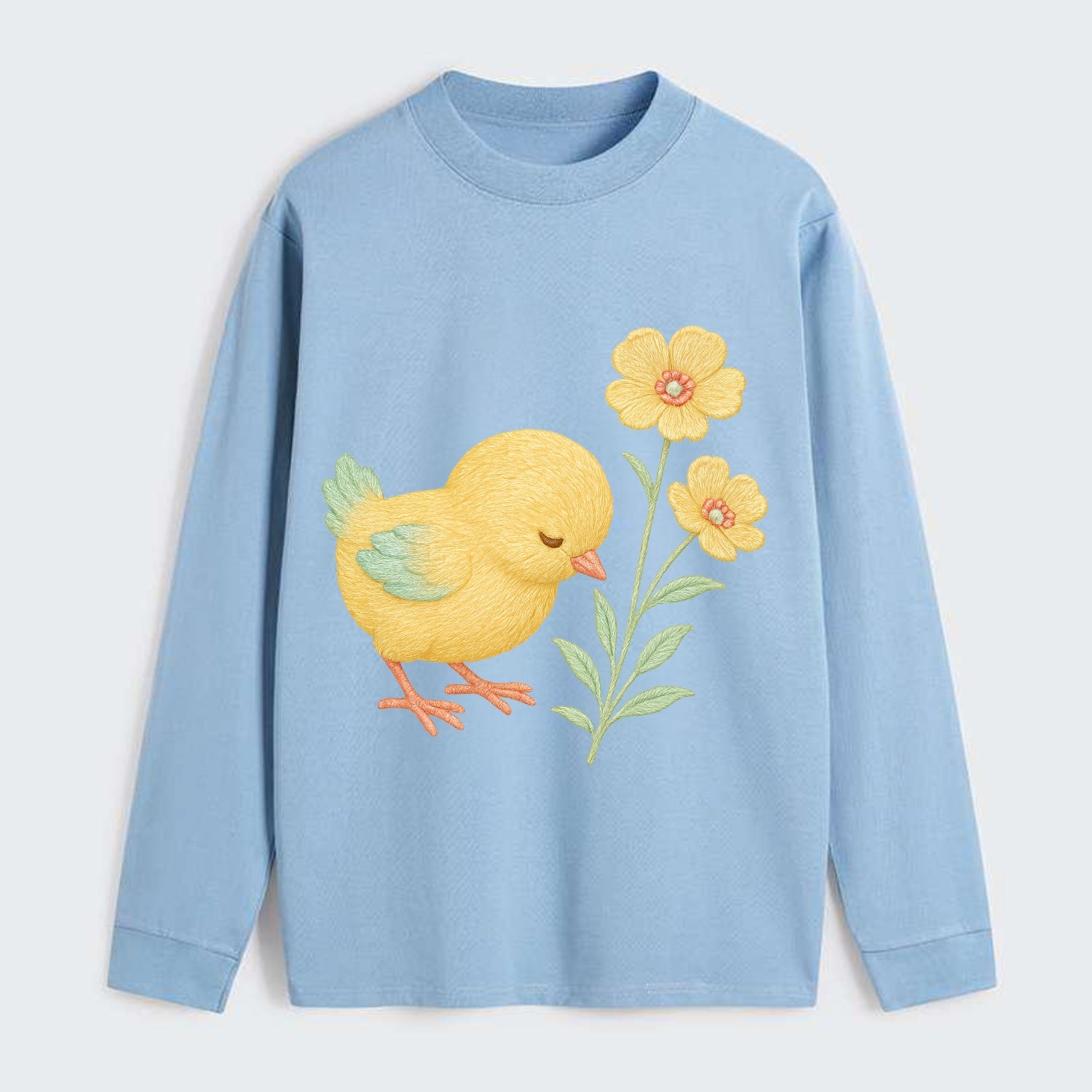 Yellow Chick - Classic Long Sleeve Shirt - Light Blue