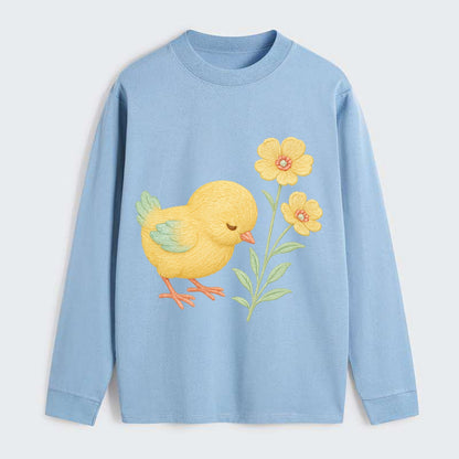 Yellow Chick - Classic Long Sleeve Shirt - Light Blue