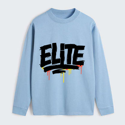 Bold typography design - "ELITE" - top tier, highest level - Classic Long Sleeve Shirt - Light Blue