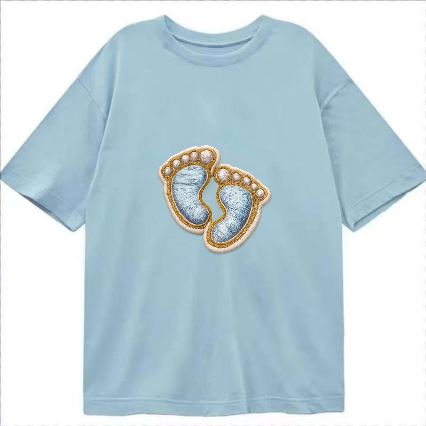 BABY FOOTPRINTS - tiny feet in pink or blue , newborn - Classic T-shirt - Light Blue