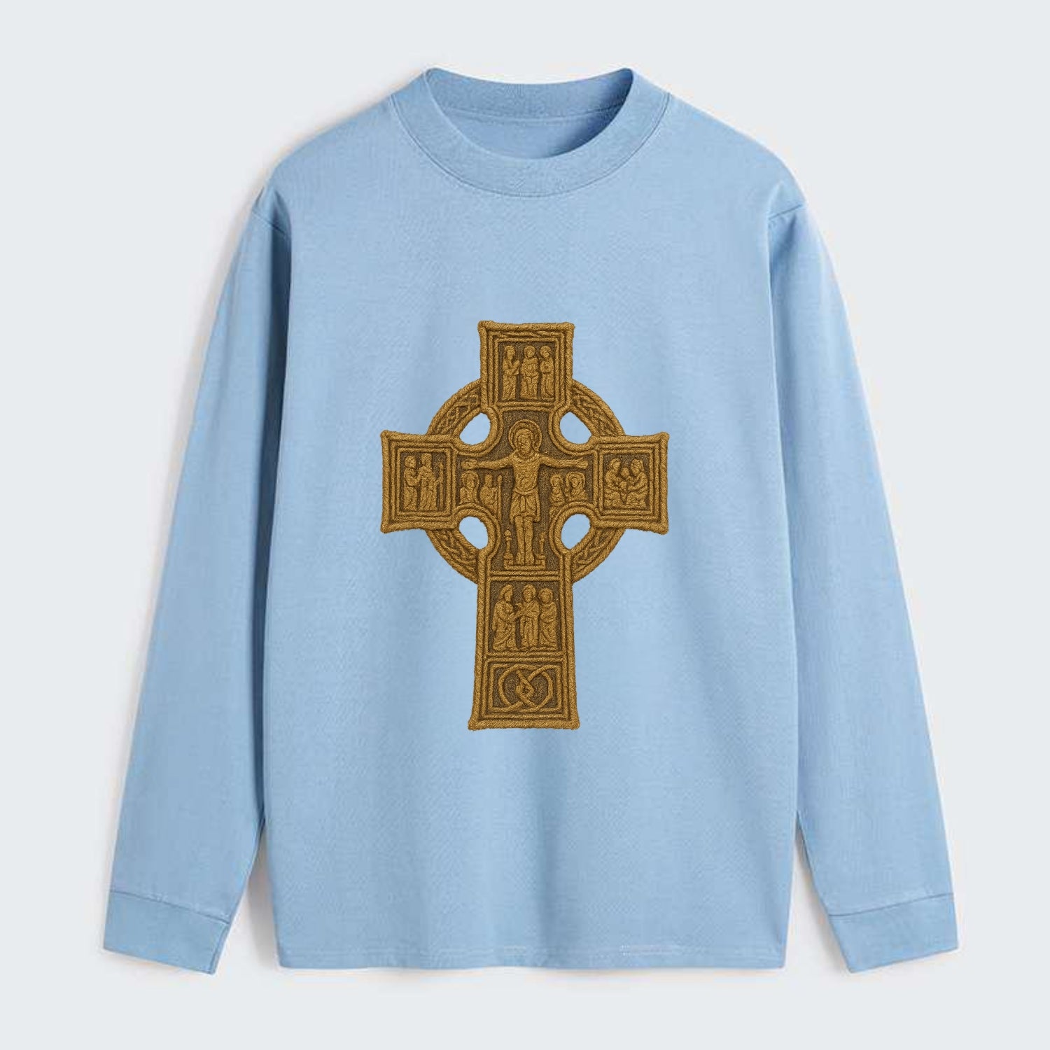 Monasterboice Cross - Classic Long Sleeve Shirt - Light Blue