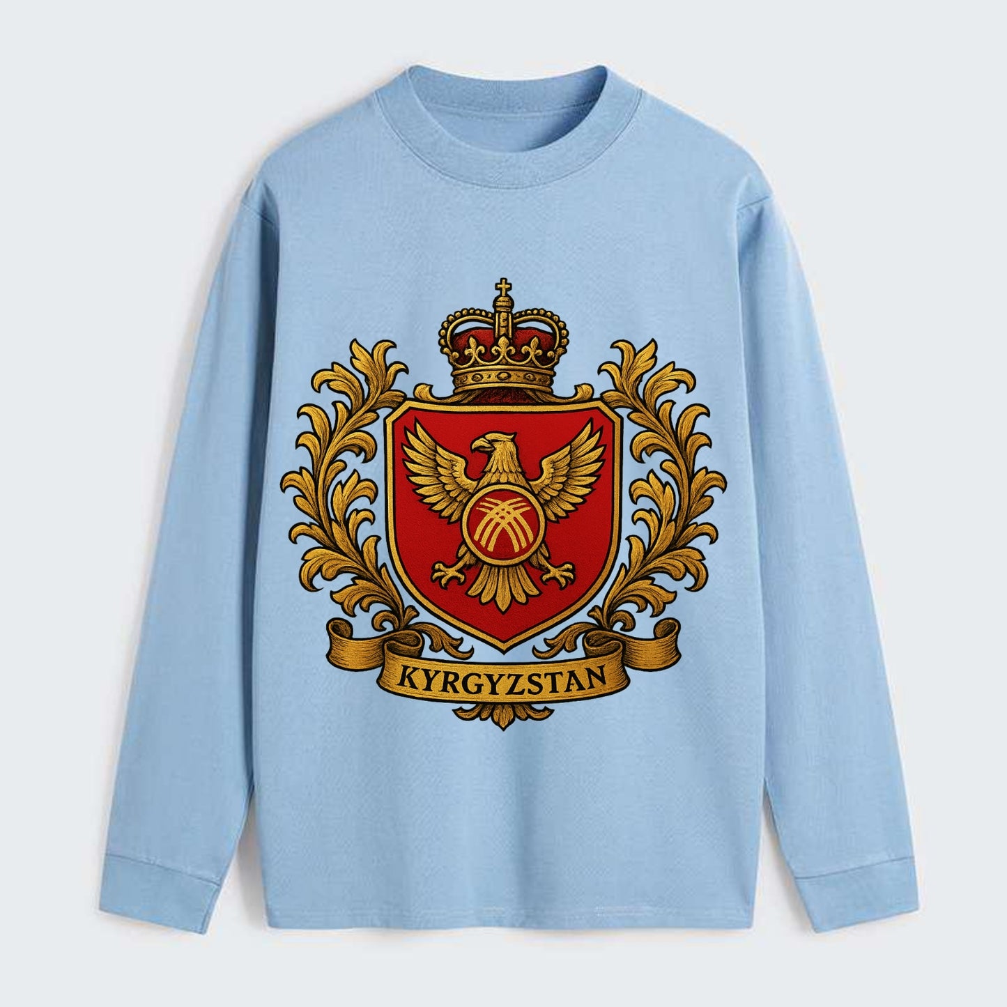 Kyrgyzstan Heritage Badge - Classic Long Sleeve Shirt - Light Blue