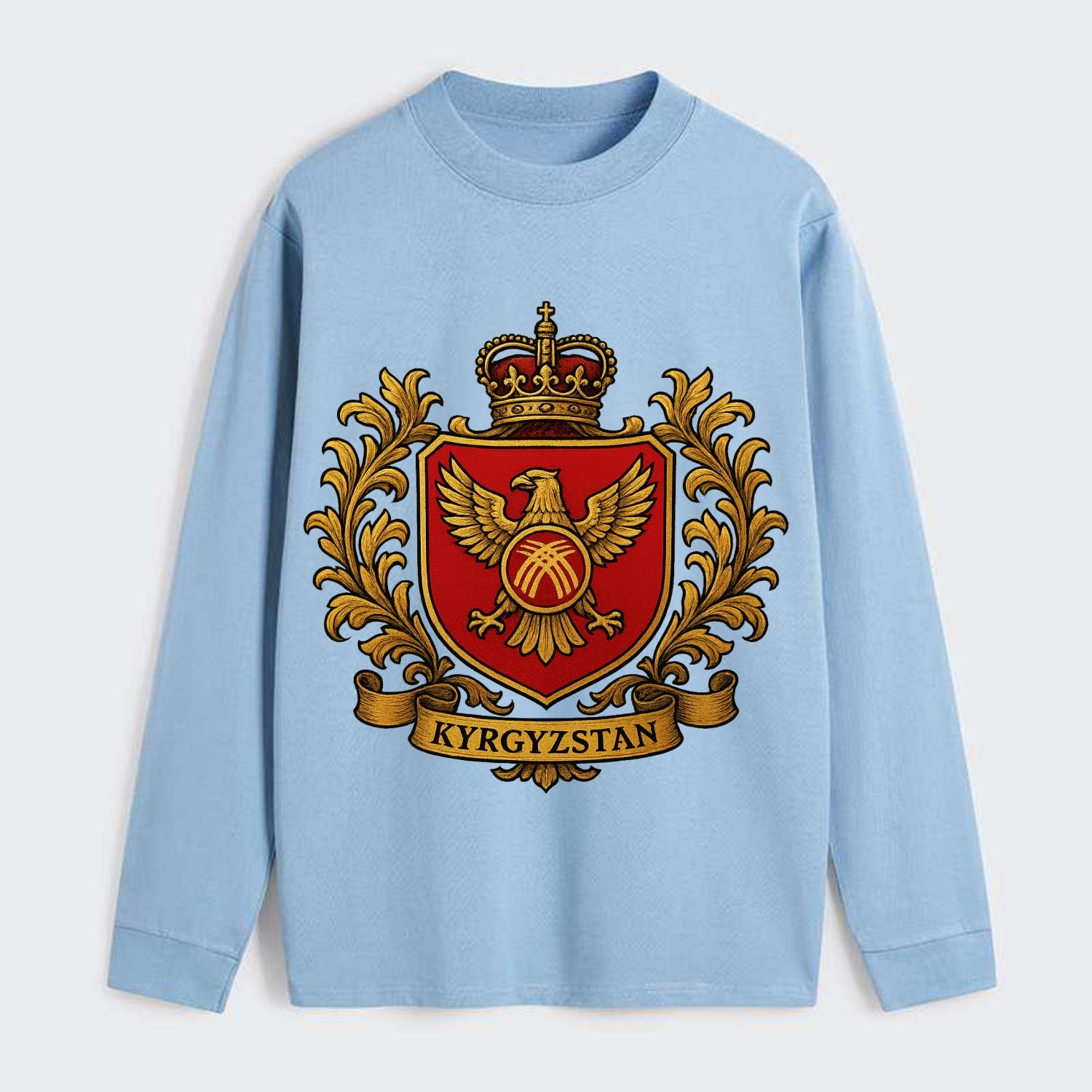 Kyrgyzstan Heritage Badge - Classic Long Sleeve Shirt - Light Blue