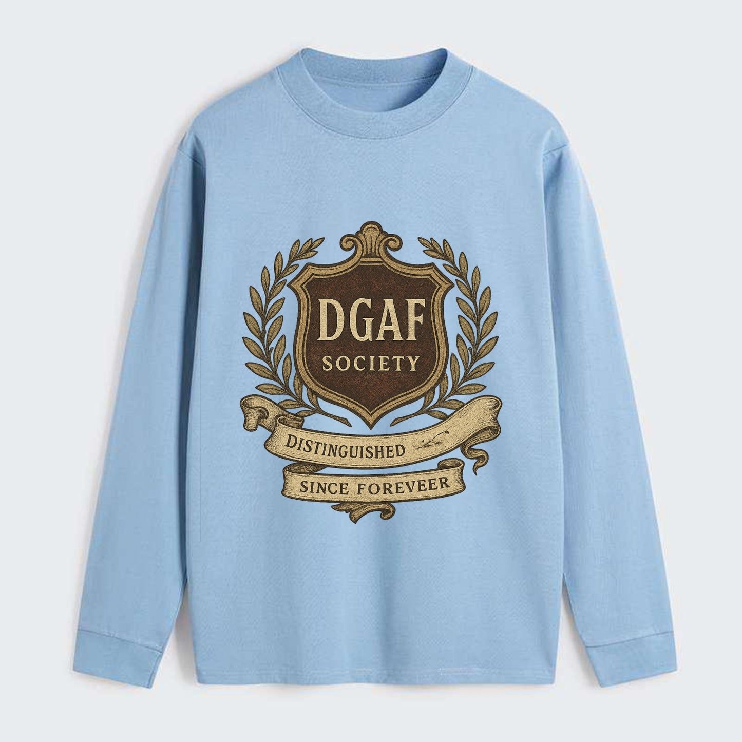 Official membership card design - "DGAF Society - Distinguished Members - Classic Long Sleeve Shirt - Light Blue