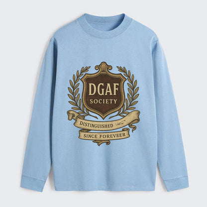 Official membership card design - "DGAF Society - Distinguished Members - Classic Long Sleeve Shirt - Light Blue