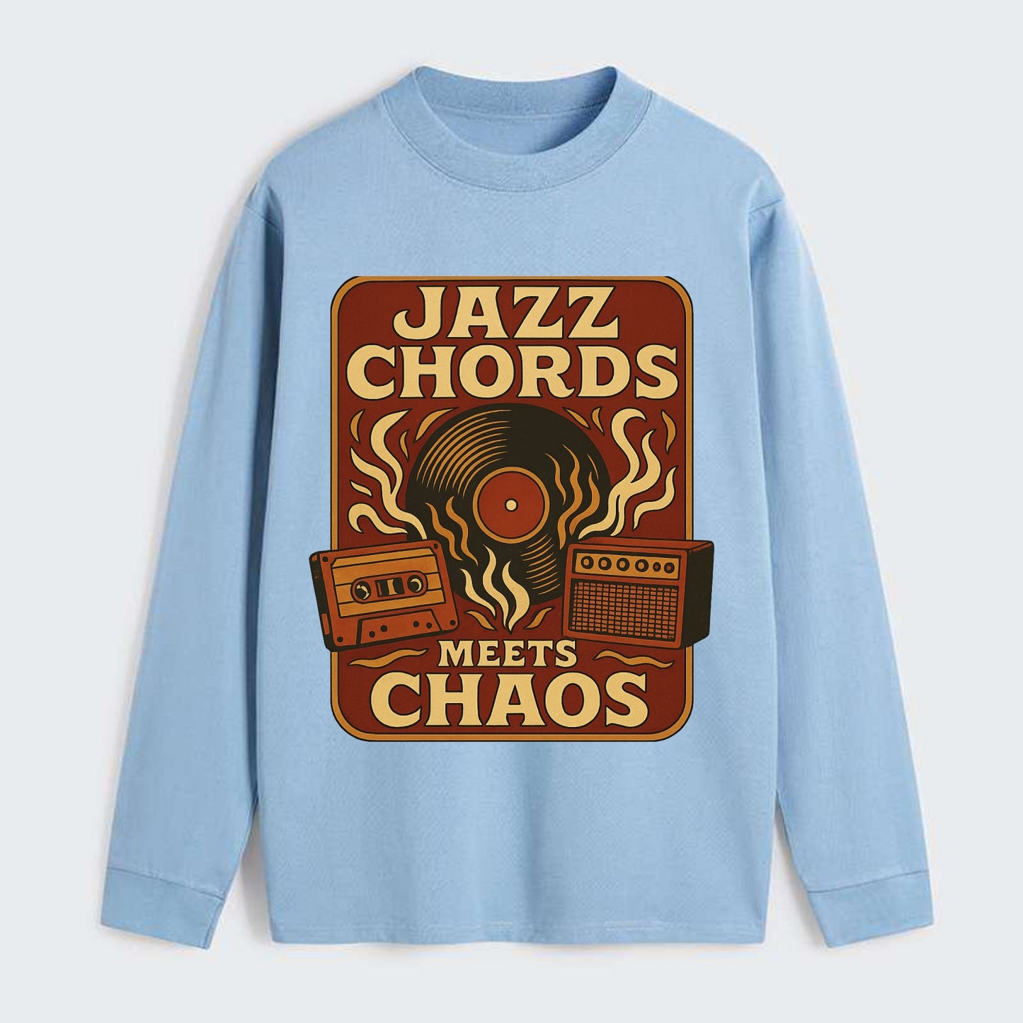 Jazz chords with hyperpop energy - "Jazz Meets Chaos" - unexpected - Classic Long Sleeve Shirt - Light Blue