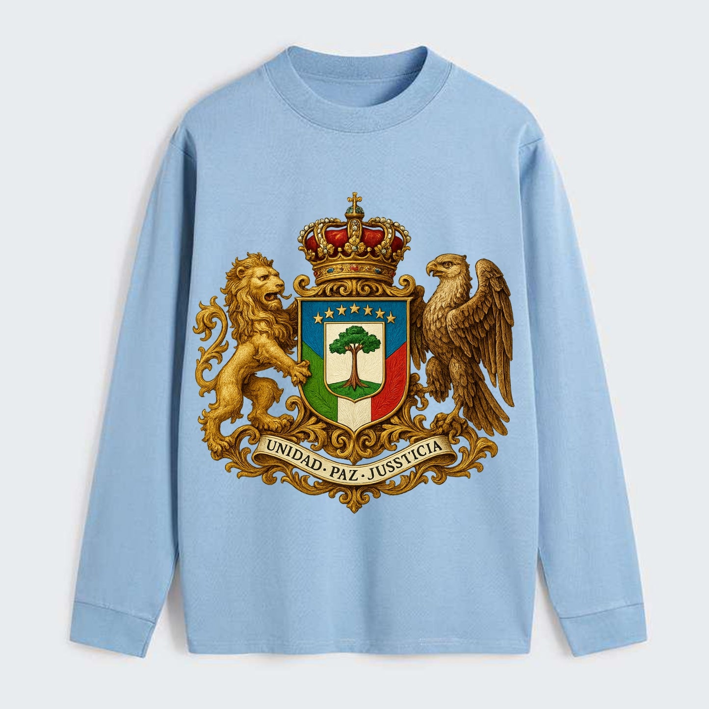 Equatorial Guinea Silk Cotton Tree Emblem - Classic Long Sleeve Shirt - Light Blue