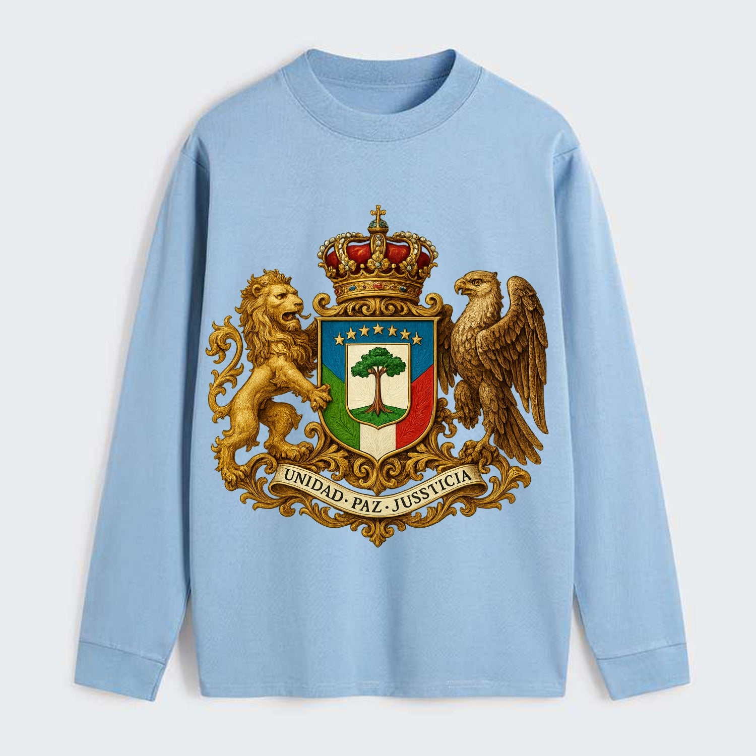 Equatorial Guinea Silk Cotton Tree Emblem - Classic Long Sleeve Shirt - Light Blue