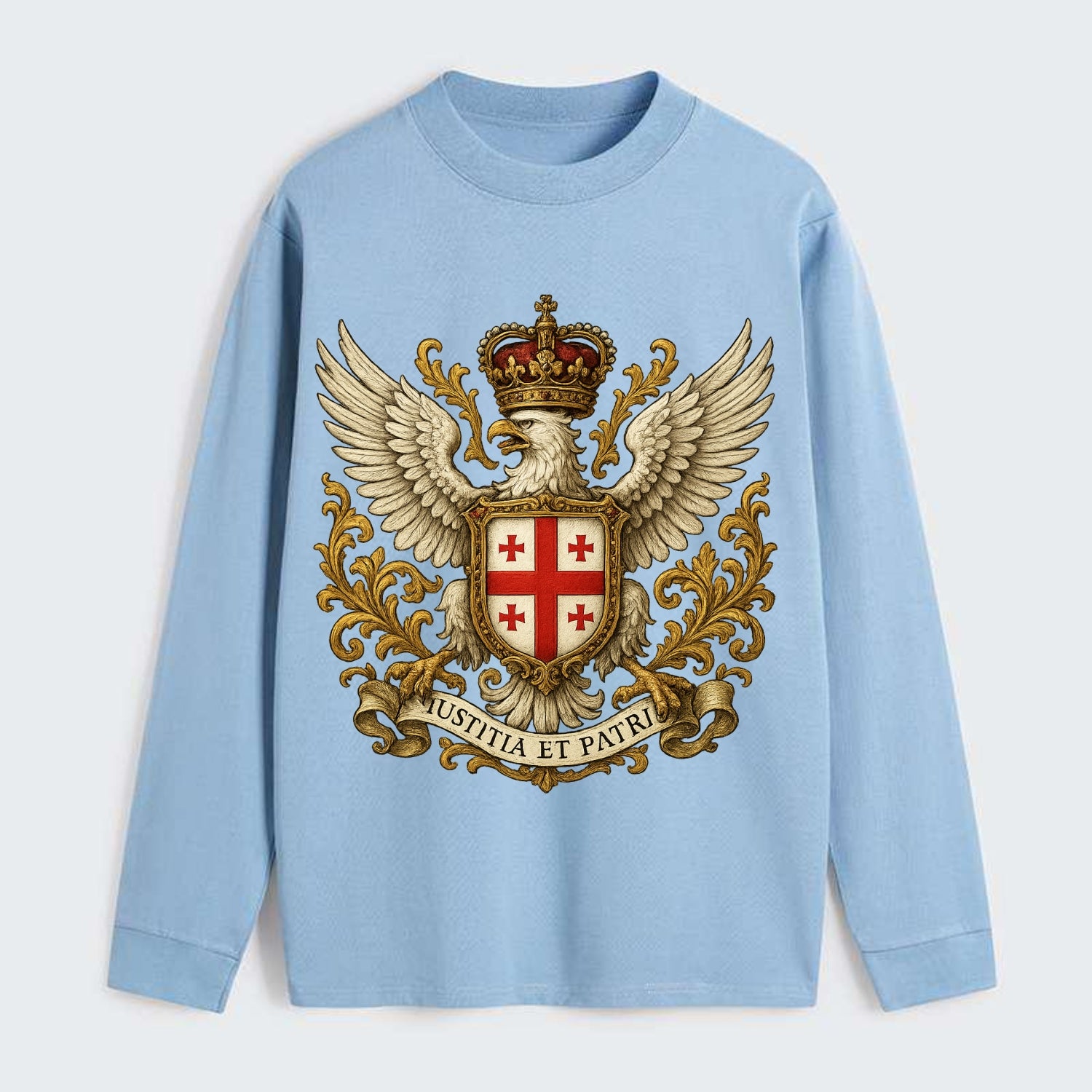 Georgia White Eagle Emblem - Classic Long Sleeve Shirt - Light Blue